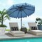 9 Feet Patio Umbrella with Crank Handle and Push Button Tilt-Navy